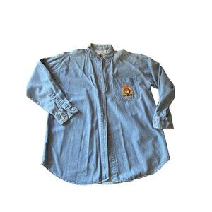 HG NY Vintage 19802 Blue Chambray Long Sleeve Button Down Shirt Size Large
